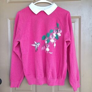 Morning Sun L Granny Grandma Cottagecore 90s Scalloped Collar Sweatshirt Floral